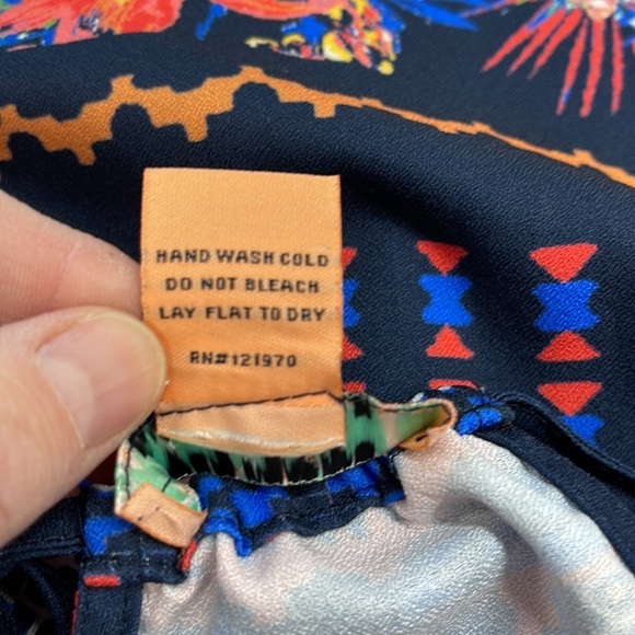 Flying Tomato Blue Hawaiian Floral Print Boho Sleeveless Mini Dress Size XS - Picture 9 of 9